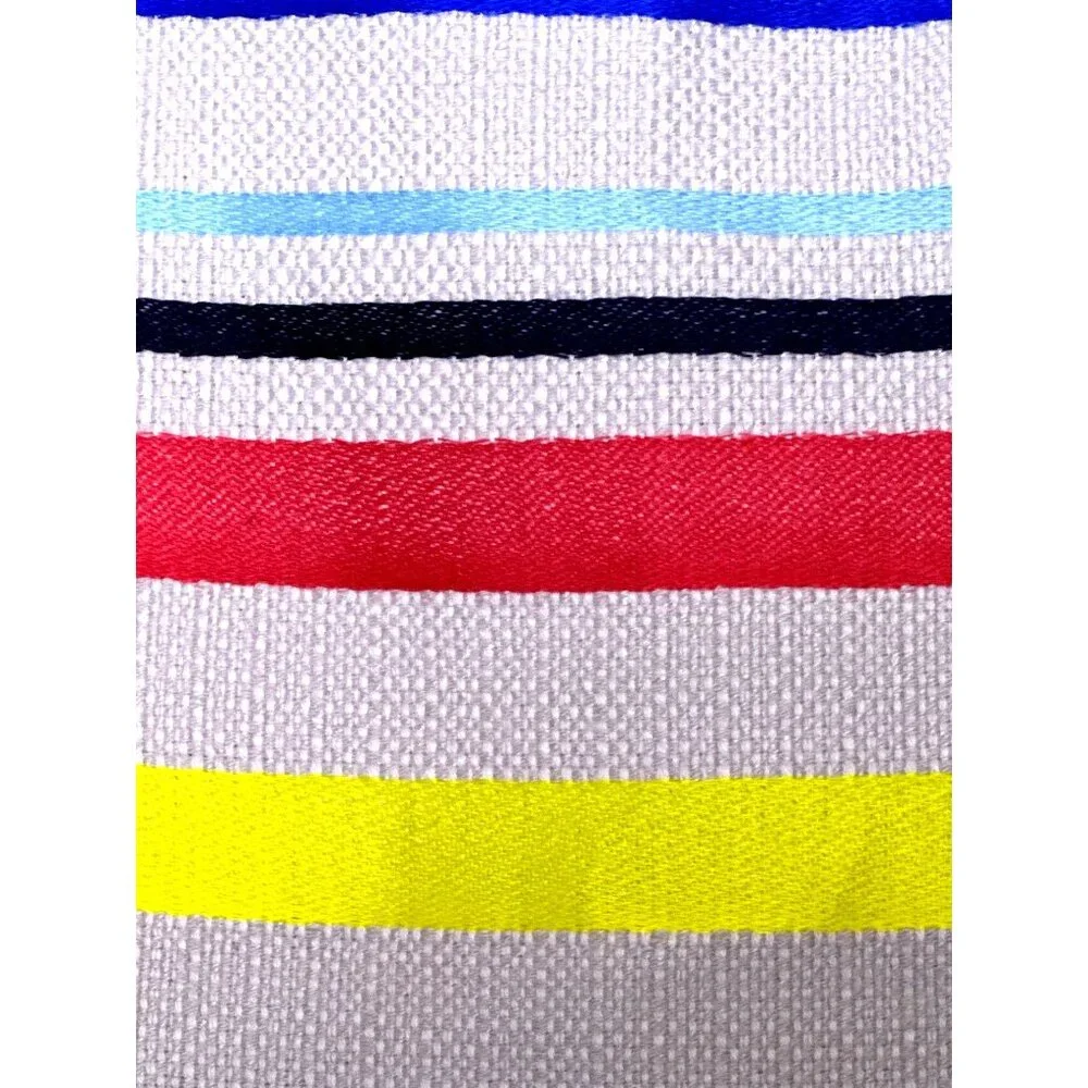 J‎ Crew Striped Cotton Pencil Skirt With Fringe Hem Size 4 Preppy Primary Colors